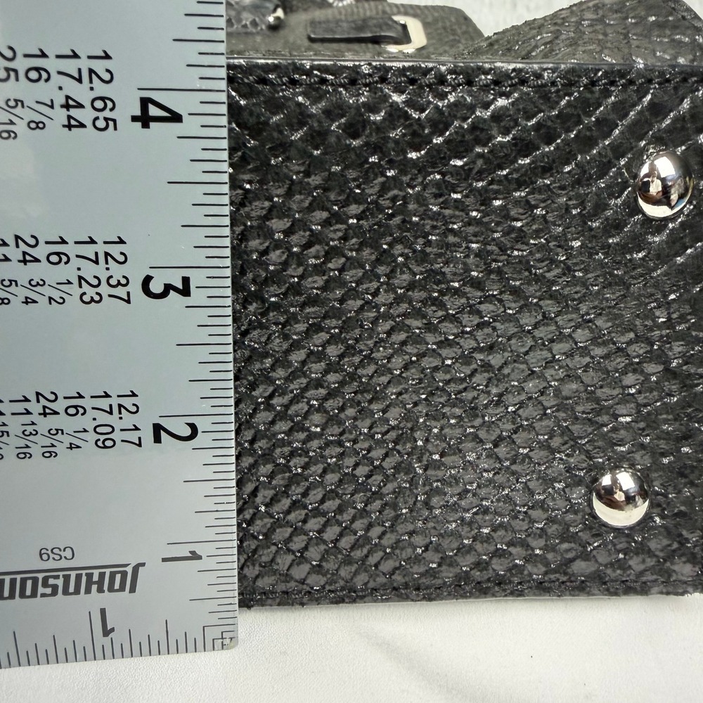 Michael Kors Hamilton Black Snakeskin Embossed Leather Satchel Handbag Silver HW - Picture 11 of 11
